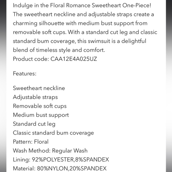 NWT! Cupshe Floral Romance Sweetheart One-Piece Swimsuit L Bathing suit - Picture 2 of 9